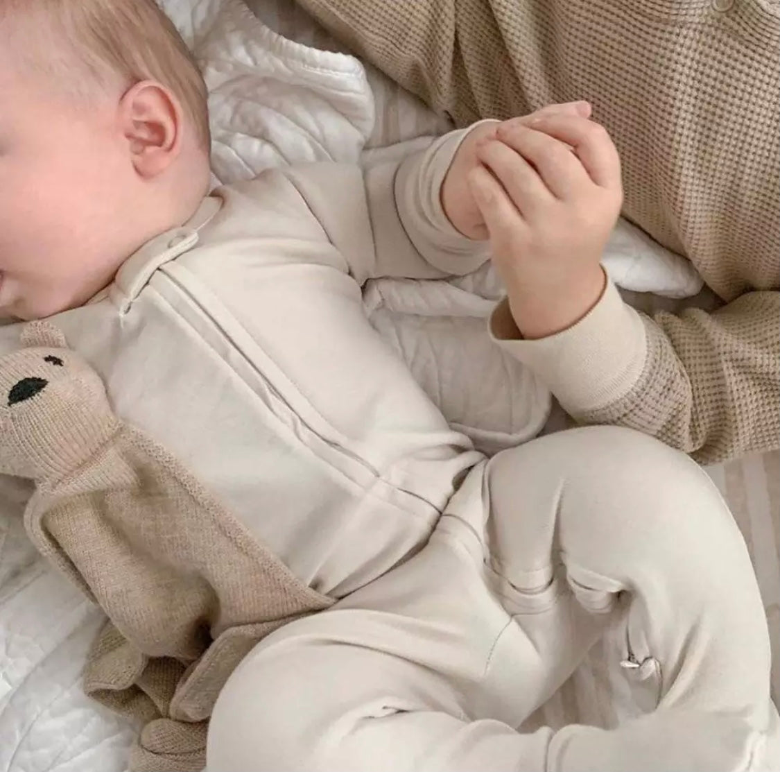 Zip-Up Baby Onesie – Cream