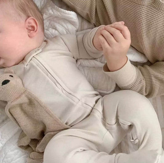 Zip-Up Baby Onesie – Cream