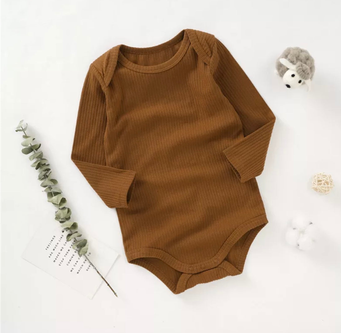 Ribbed Cotton Baby Bodysuit – Long Sleeve