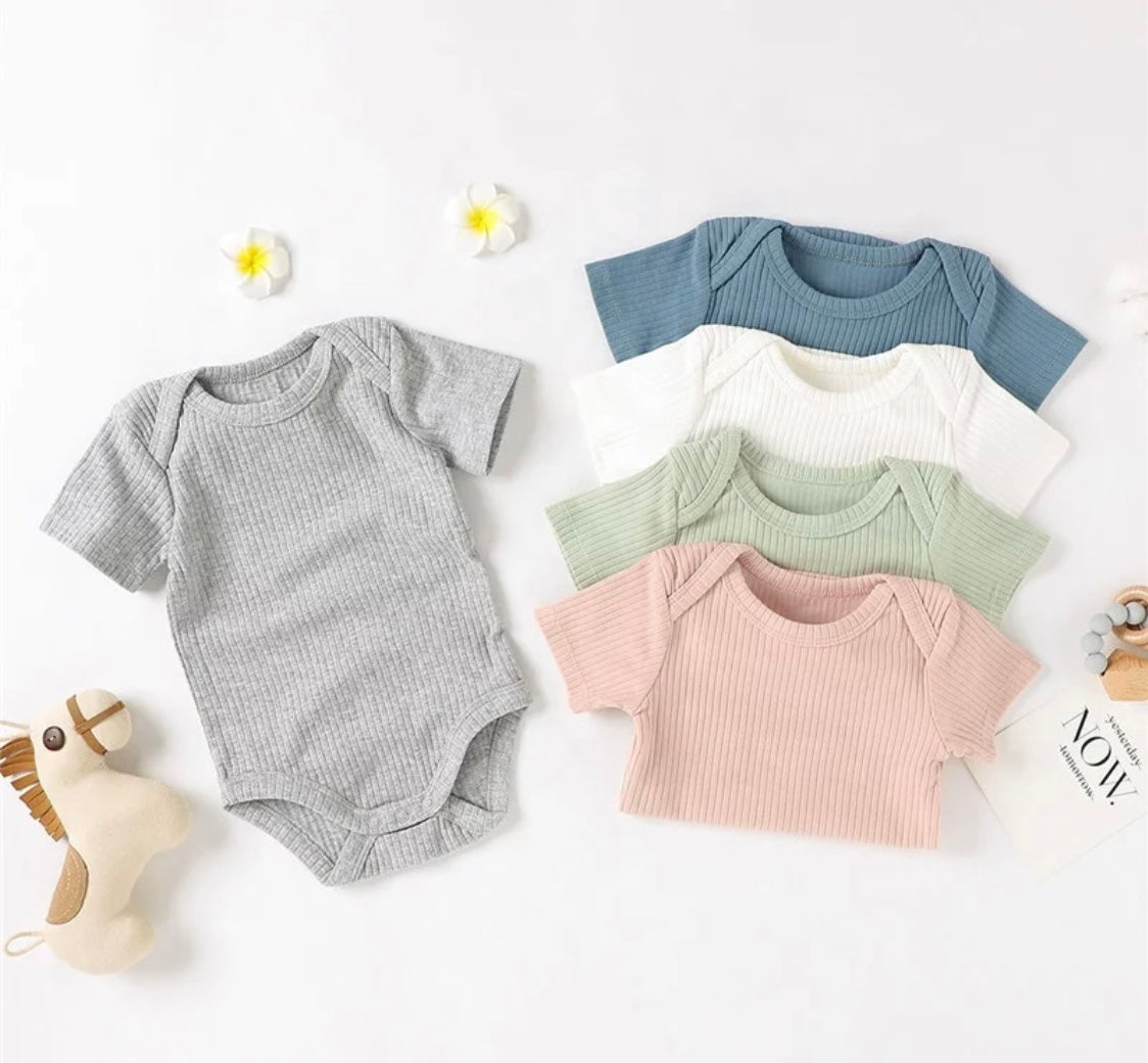 Ribbed Cotton Baby Bodysuit – Short Sleeve