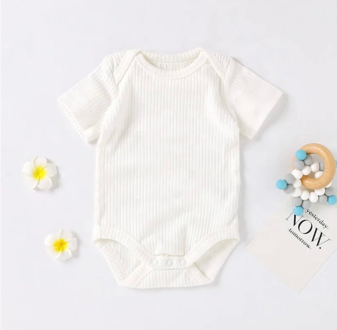 Ribbed Cotton Baby Bodysuit – Short Sleeve