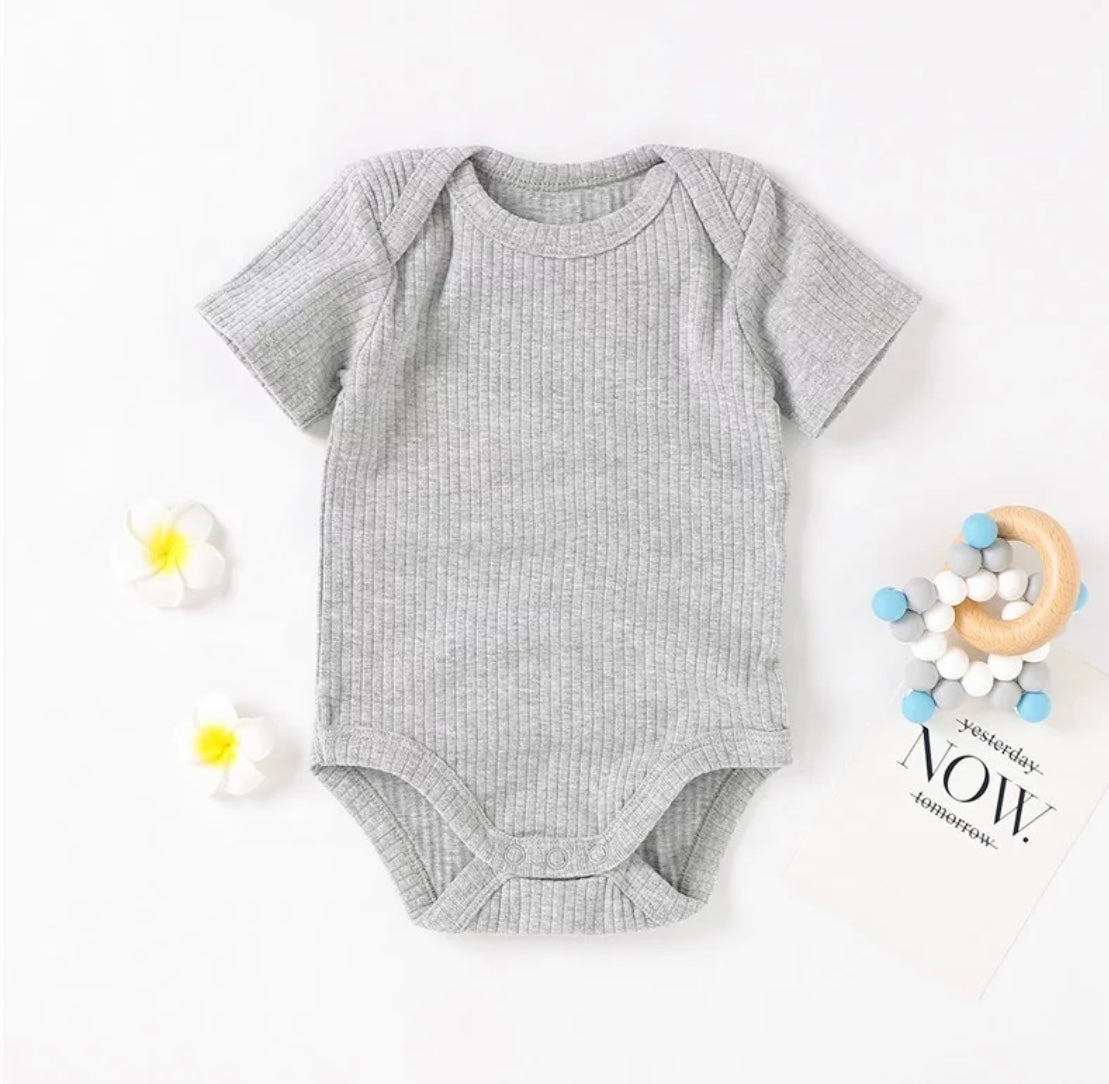 Ribbed Cotton Baby Bodysuit – Short Sleeve